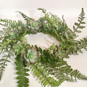 Faux Fern And Succulent Wreath